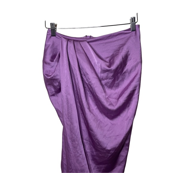House of CB Skirt Lavender Purple Satin Constance Asymmetrical Split sz M - Picture 4 of 8